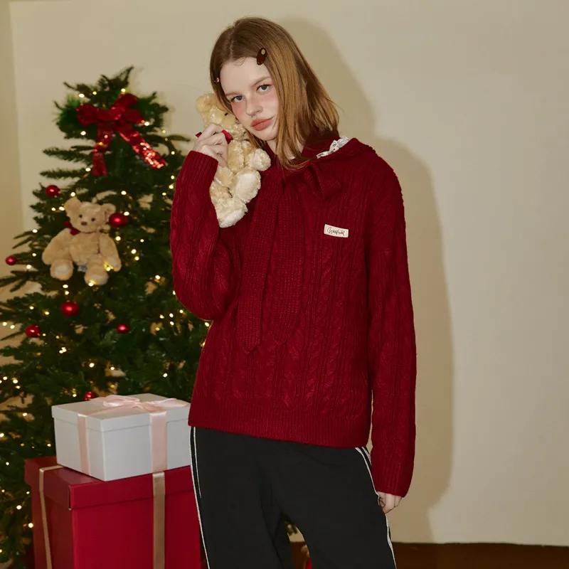 UNIFREE Knitwear Women's Vintage Red-3