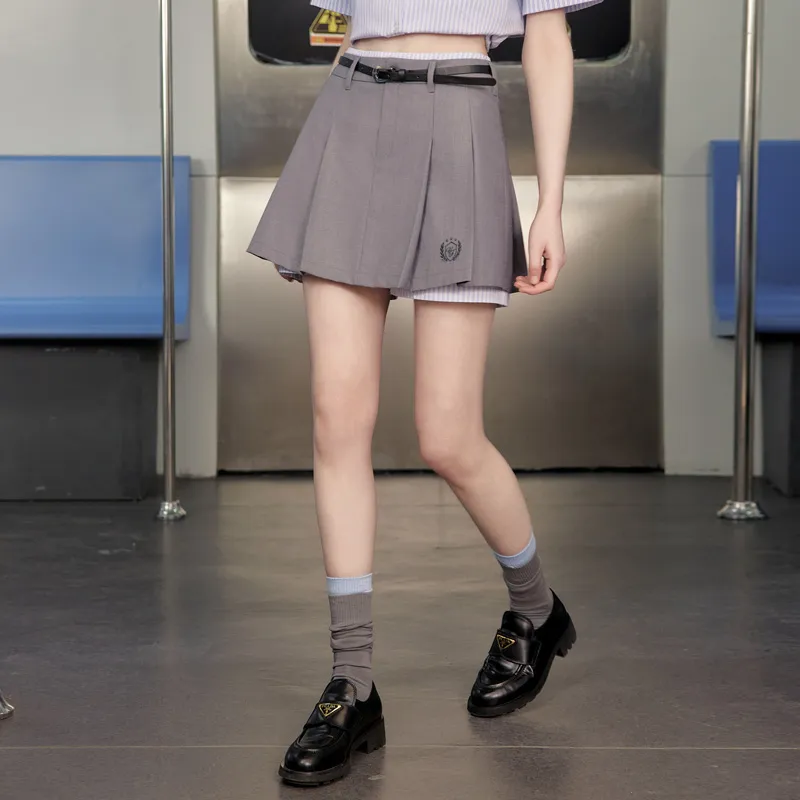 UNIFREE Casual Short Skirts Women's Gray-5