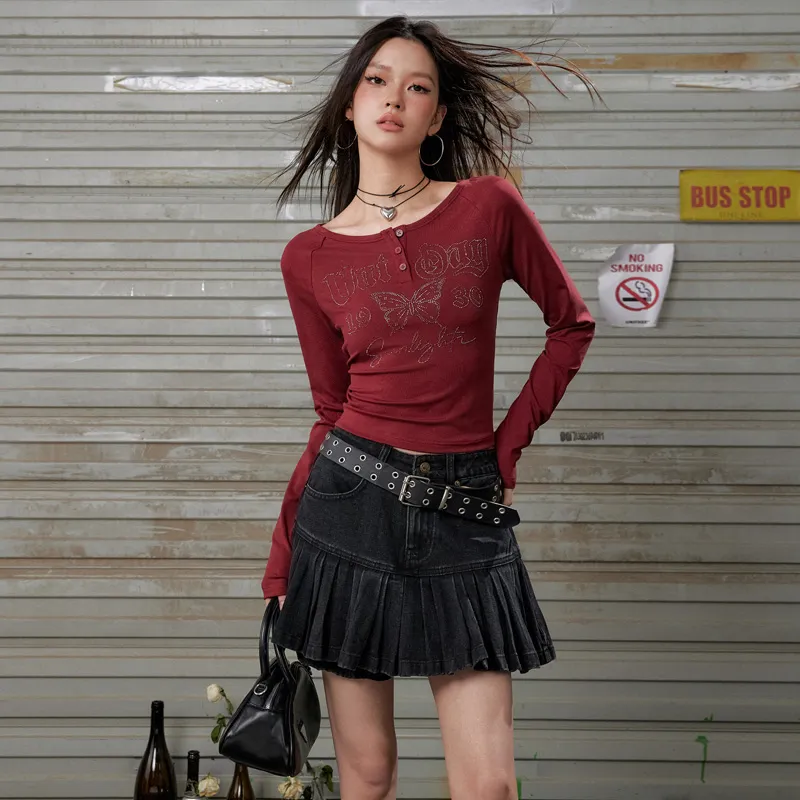UNIFREE Denim Short Skirts Women's Black-4
