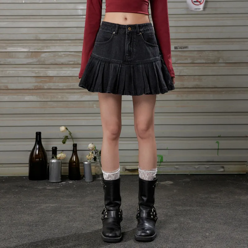 UNIFREE Denim Short Skirts Women's Black-7