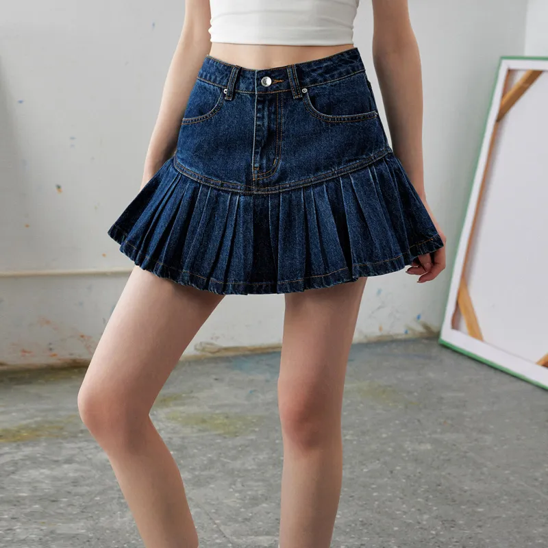 UNIFREE Denim Short Skirts Women's Blue-2