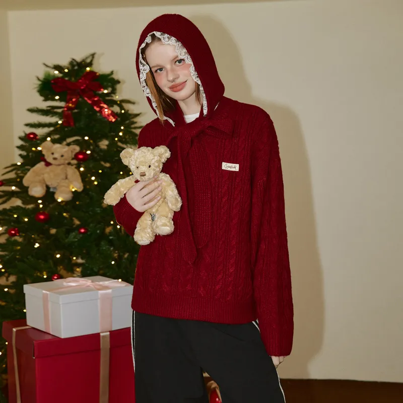 UNIFREE Knitwear Women's Vintage Red-2