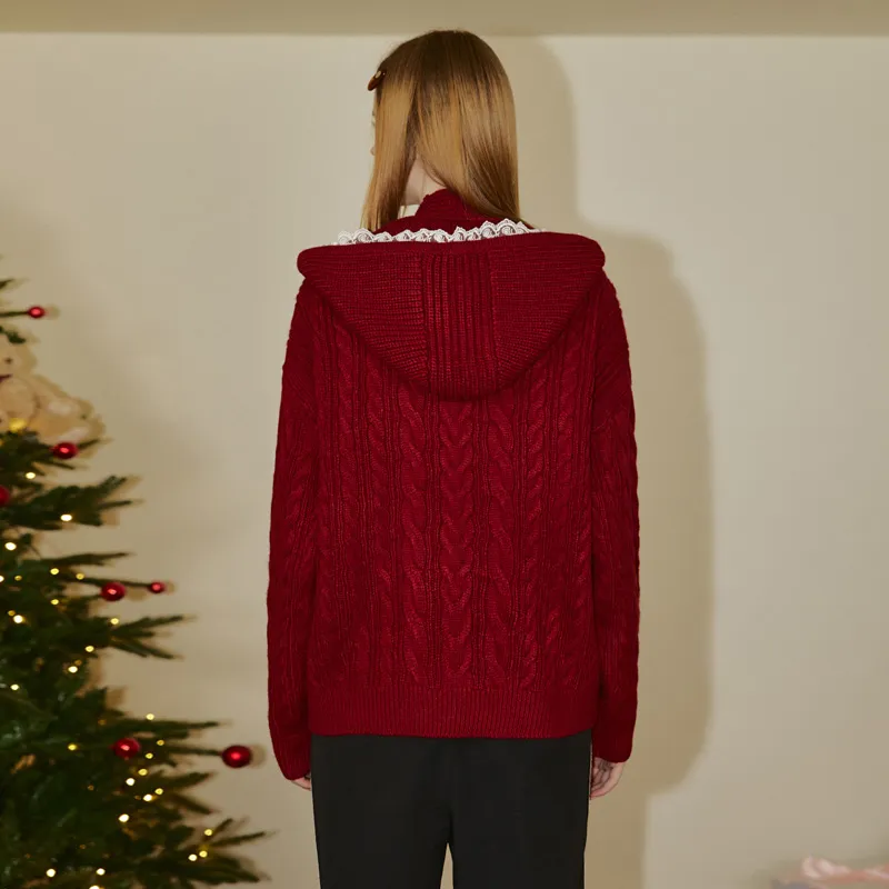 UNIFREE Knitwear Women's Vintage Red-5
