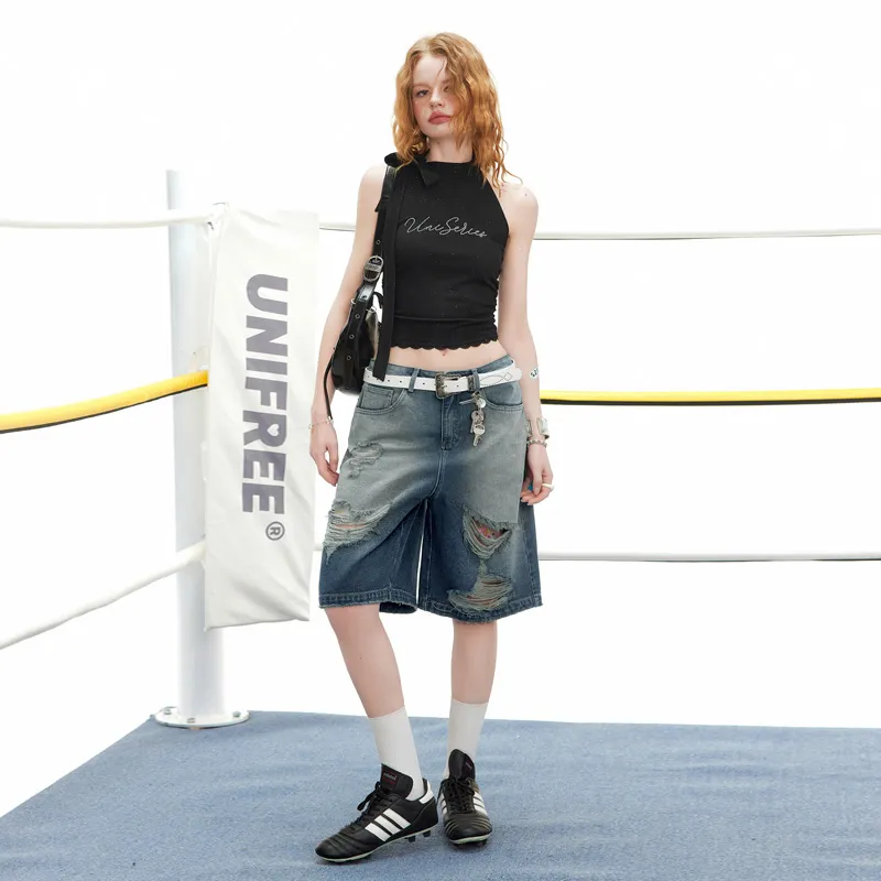 Unifree Denim Shorts Women's Vintage Blue-5