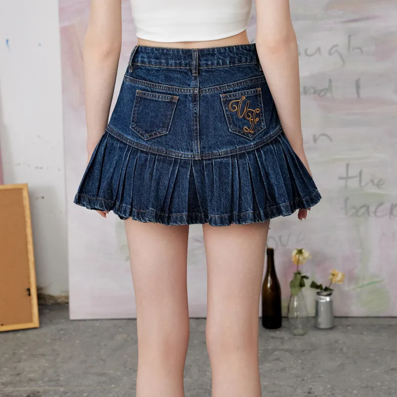 UNIFREE Denim Short Skirts Women's Blue-5