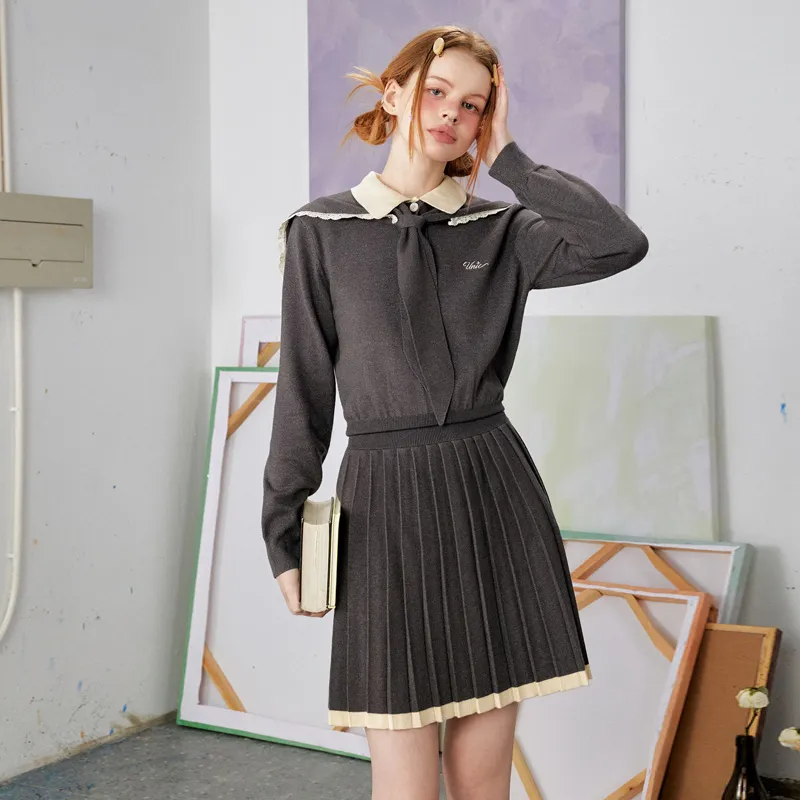 UNIFREE Long-Sleeved Dresses Women's Dark Gray-7