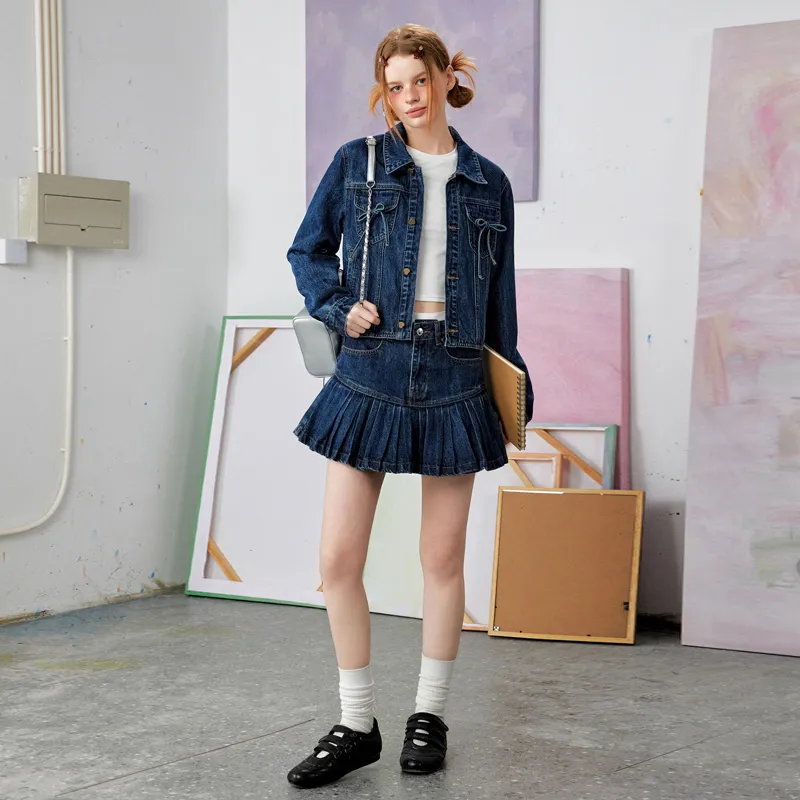 UNIFREE Denim Short Skirts Women's Blue-3