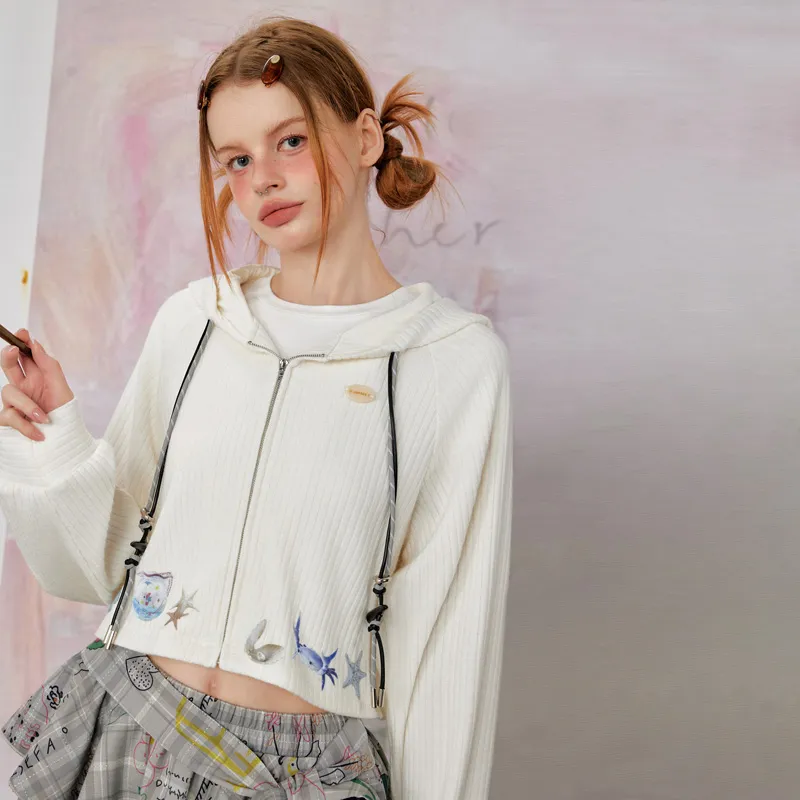 UNIFREE Cropped Sweatshirt Coat Women's-6
