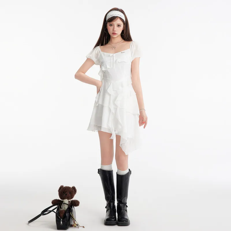 UNIFREE Short Sleeved Dress Women's White-5