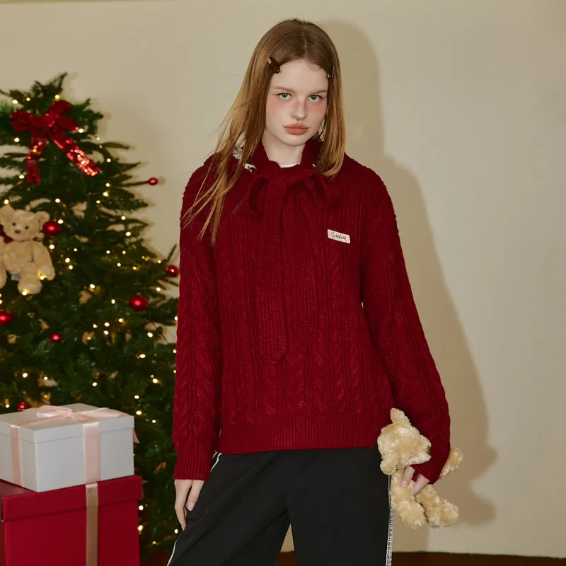 UNIFREE Knitwear Women's Vintage Red-7