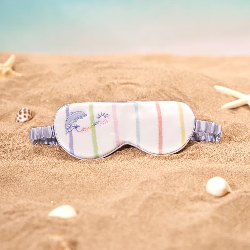 MANITO Stripes Ocean Print Silk Eye Mask-1