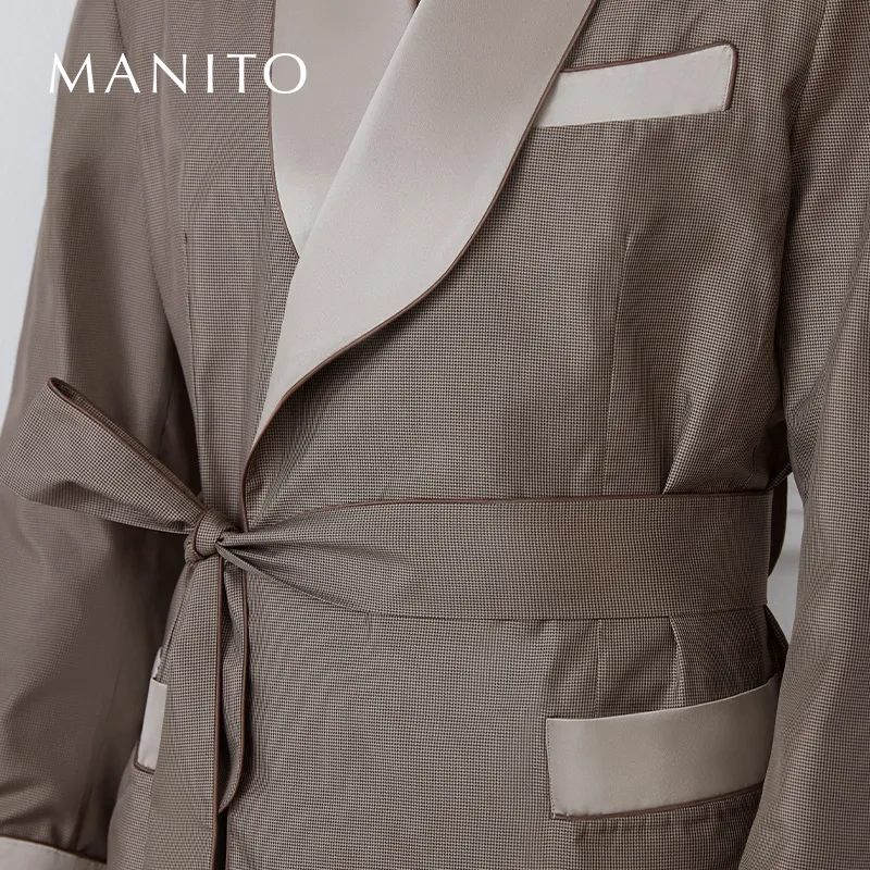 MANITO Bathrobes Unisex Embossed Chestnut Brown-1