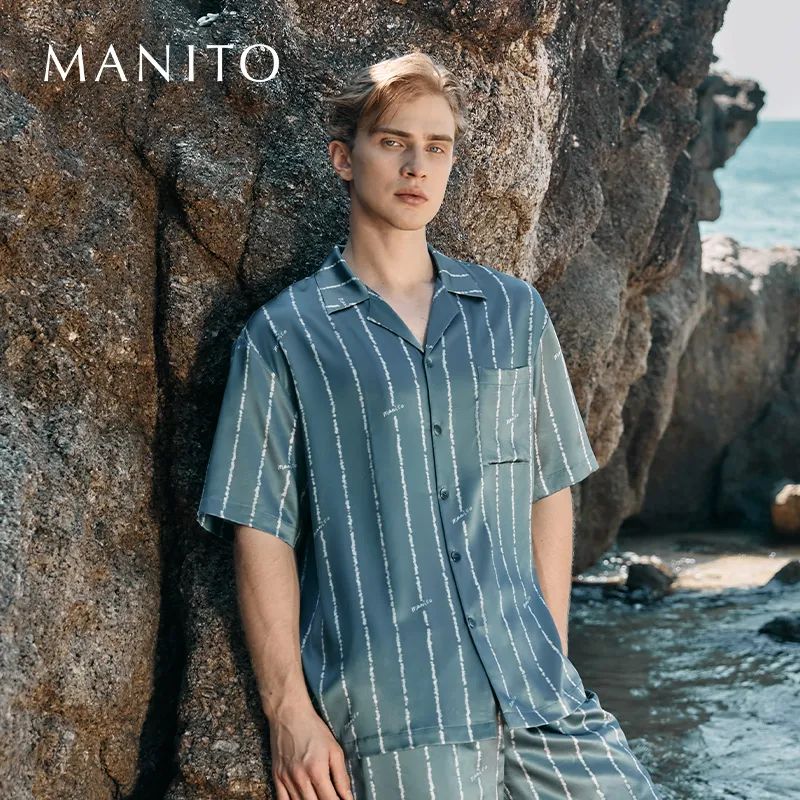 MANITO Pajama Set Men's Oxford Blue-1