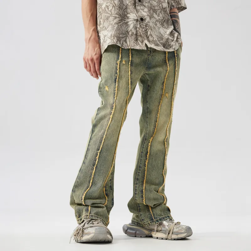 PILOTDRAGON Yellow Mud Bootcut Jeans Unisex-2