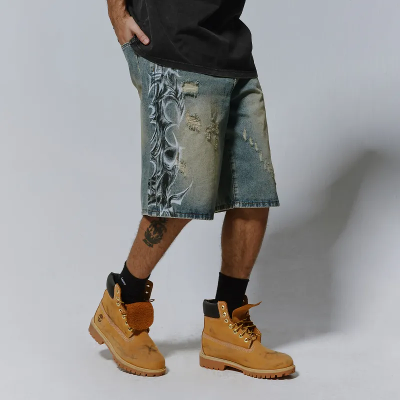 PILOTDRAGON SS25 Denim Shorts Unisex Blue-4