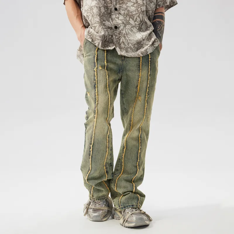 PILOTDRAGON Yellow Mud Bootcut Jeans Unisex-3