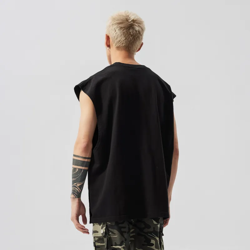 PILOTDRAGON Buttonless Round Neck Tank Top Unisex Black-2