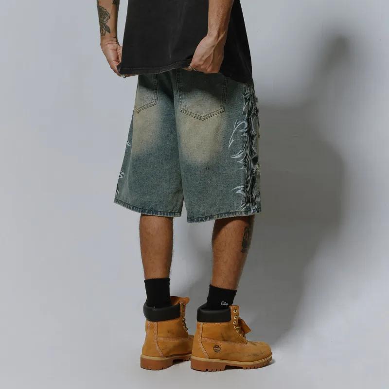 PILOTDRAGON SS25 Denim Shorts Unisex Blue-5