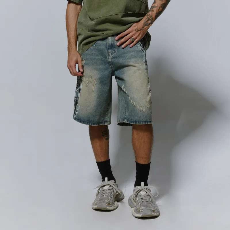 PILOTDRAGON SS25 Denim Shorts Unisex Blue-3