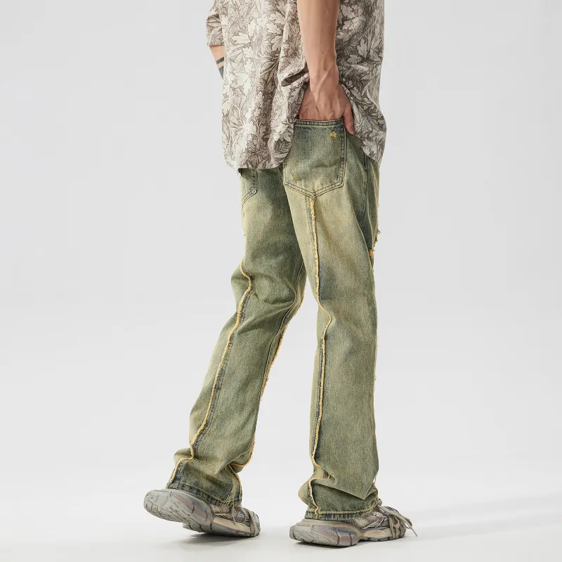 PILOTDRAGON Yellow Mud Bootcut Jeans Unisex-5