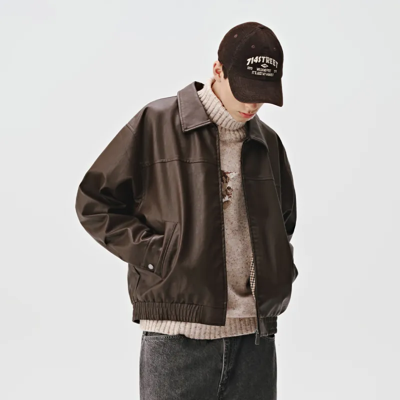 714STREET Leather Jacket Thickened Puffer Jacket Unisex-24