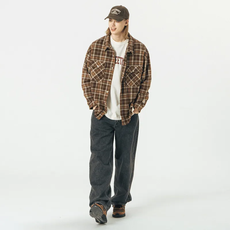 714STREET Shirt Unisex Brown Plaid-2