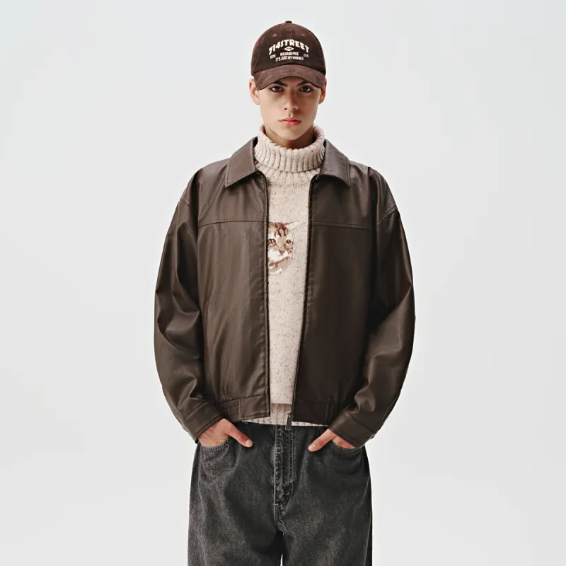 714STREET Leather Jacket Thickened Puffer Jacket Unisex-8