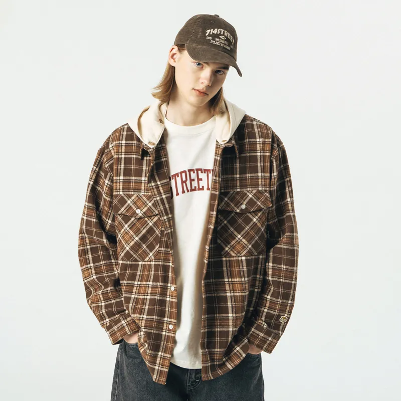 714STREET Shirt Unisex Brown Plaid-3