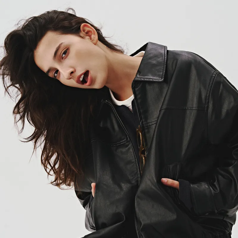 714STREET Leather Jacket Thickened Puffer Jacket Unisex-17