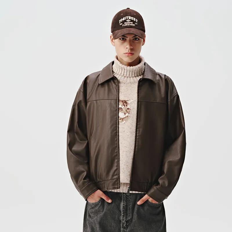 714STREET Leather Jacket Thickened Puffer Jacket Unisex-23