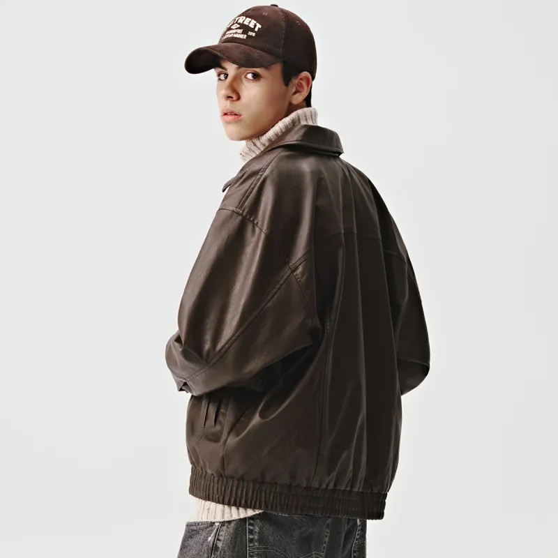 714STREET Leather Jacket Thickened Puffer Jacket Unisex-28
