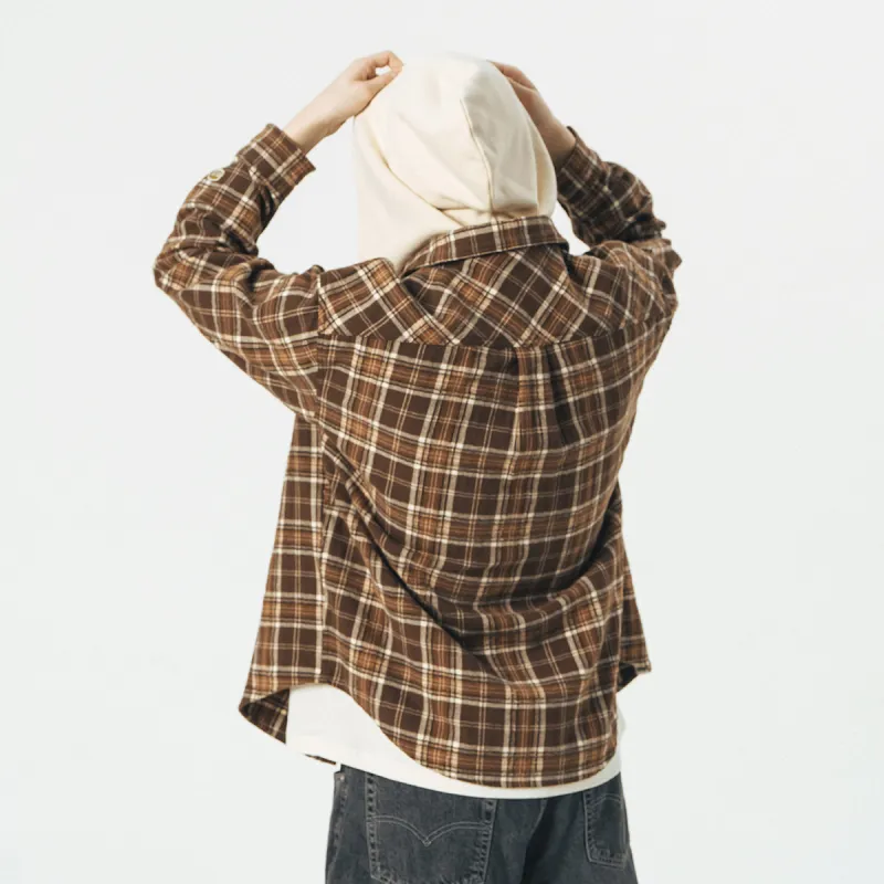 714STREET Shirt Unisex Brown Plaid-5