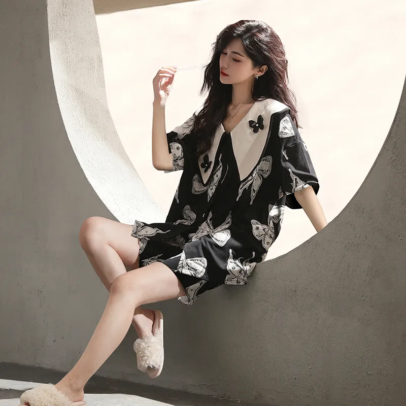 Urban Beauty Pajama Set Women's Butterfly Print-4