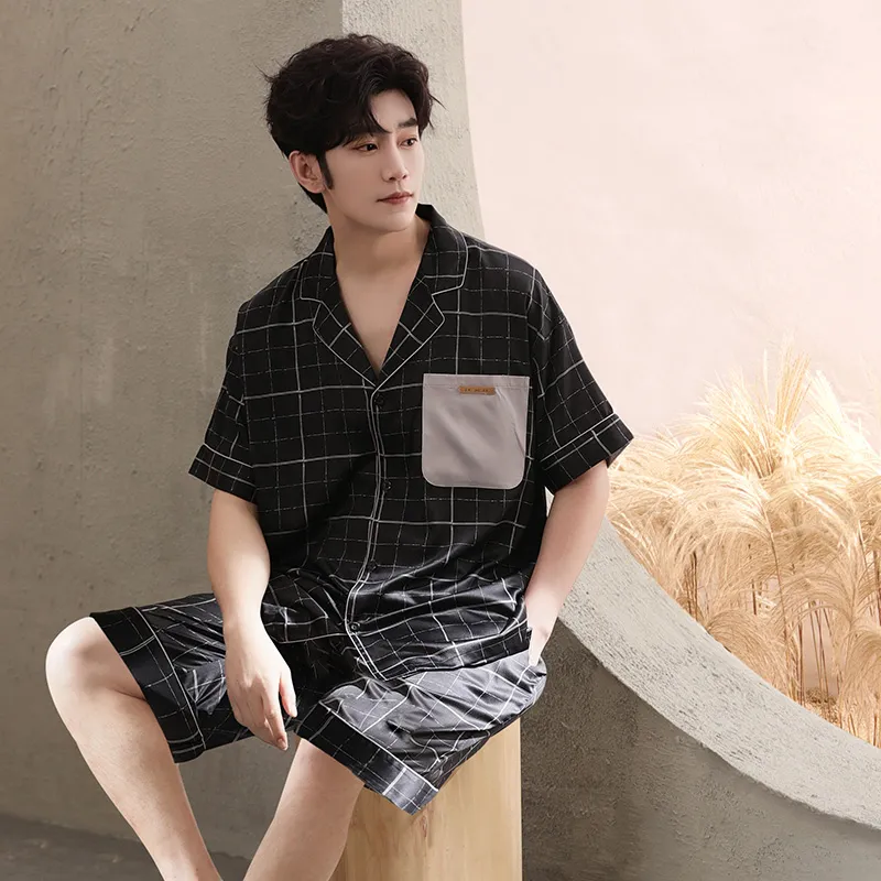 Urban Beauty Pajama Set Men's Black Plaid-3