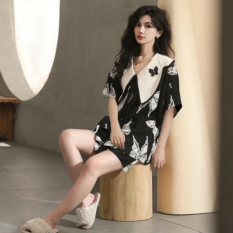 Urban Beauty Pajama Set Women's Butterfly Print-5