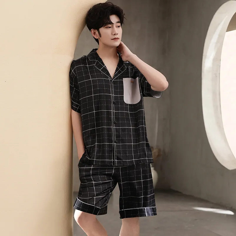Urban Beauty Pajama Set Men's Black Plaid-5