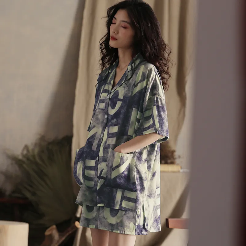 Urban Beauty Pajama Set Women's Purple Blue-4