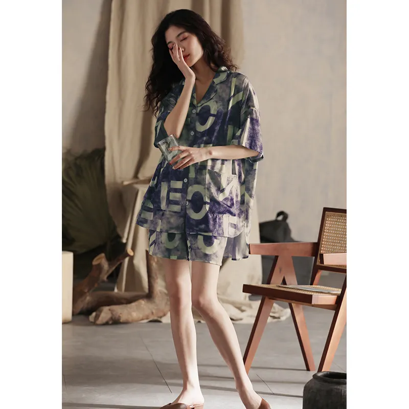 Urban Beauty Pajama Set Women's Purple Blue-6