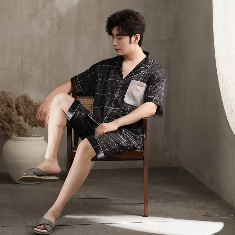 Urban Beauty Pajama Set Men's Black Plaid-1