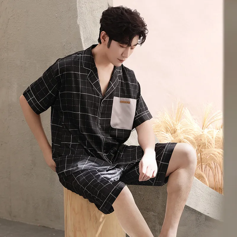 Urban Beauty Pajama Set Men's Black Plaid-2