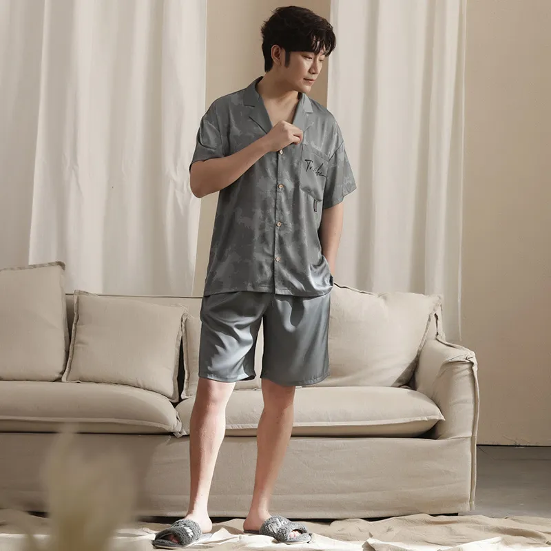 Urban Beauty Pajama Set Men's Gray Sea Blue-6