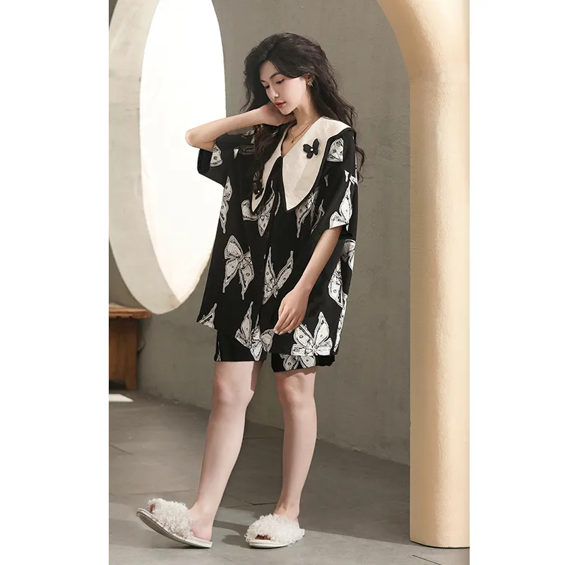 Urban Beauty Pajama Set Women's Butterfly Print-3