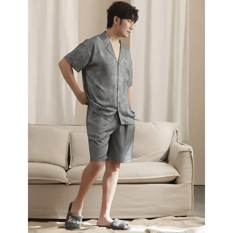 Urban Beauty Pajama Set Men's Gray Sea Blue-4