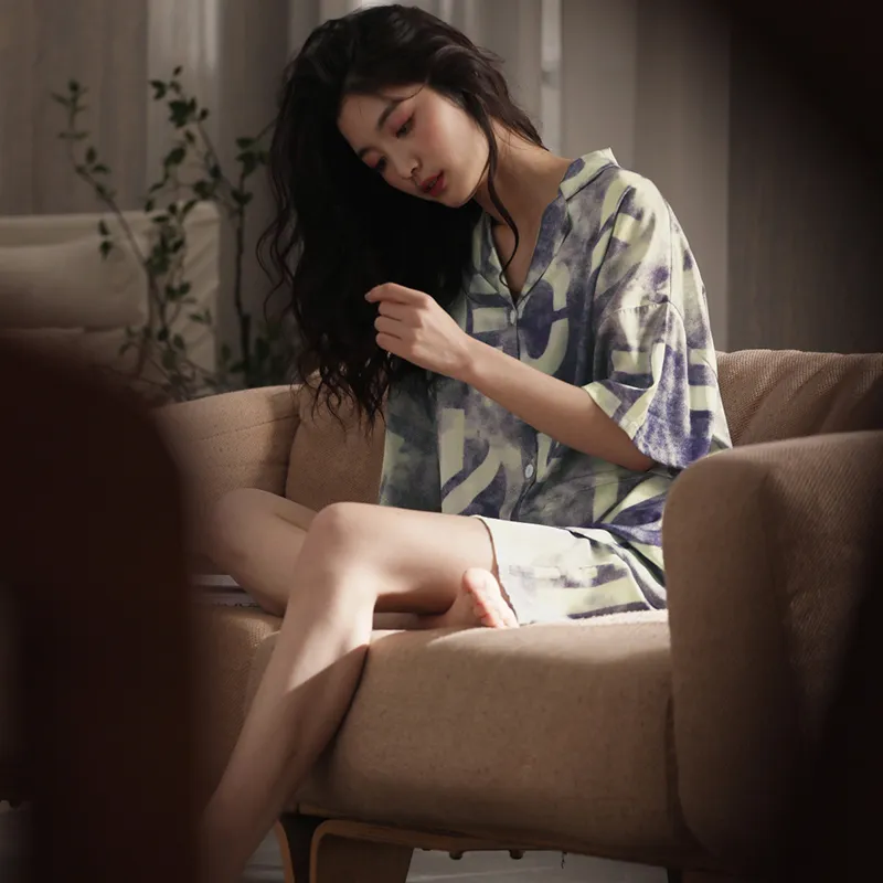 Urban Beauty Pajama Set Women's Purple Blue-2
