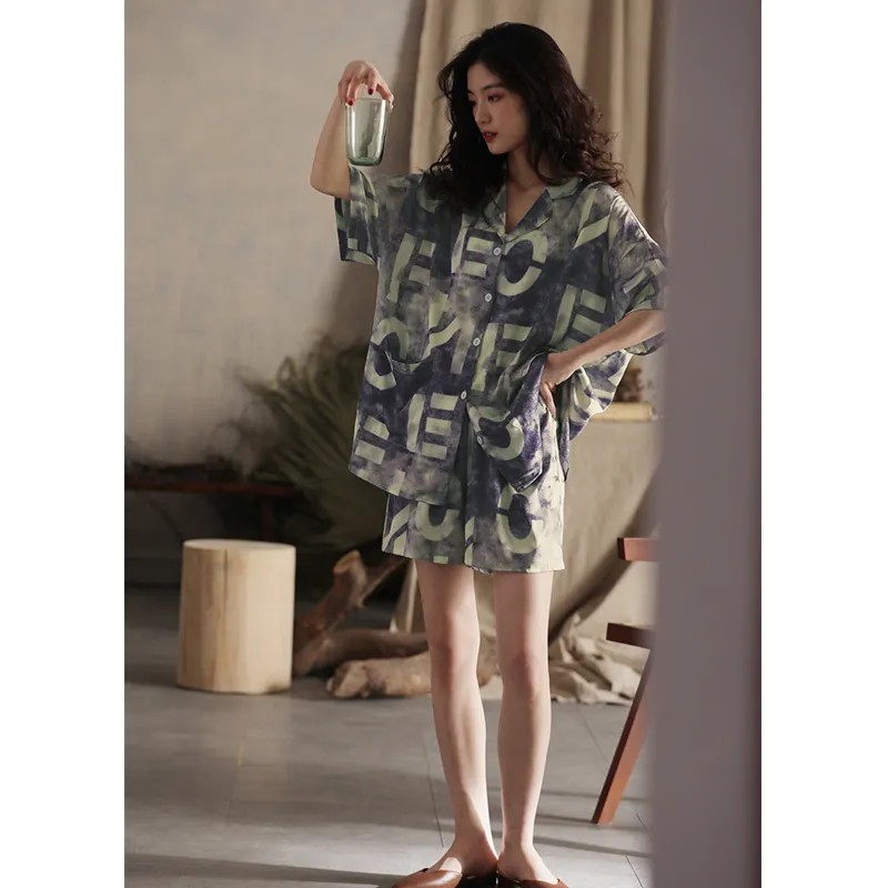 Urban Beauty Pajama Set Women's Purple Blue-5