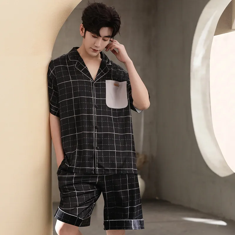Urban Beauty Pajama Set Men's Black Plaid-6