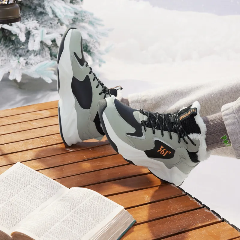 361° Liaoyuan Water Resistant Warm And Wear Resistant High Top Casual Running Shoes Men's Black Green-2
