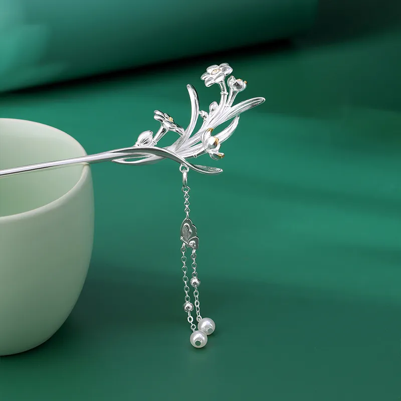 Enchanting Cat Copper Silver Plated Hairpins Women's-3
