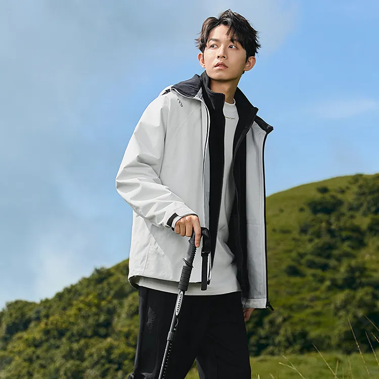 Cabbeen Waterproof And Windproof To Keep Warm Windbreaker Jacket Men's Ecru-4
