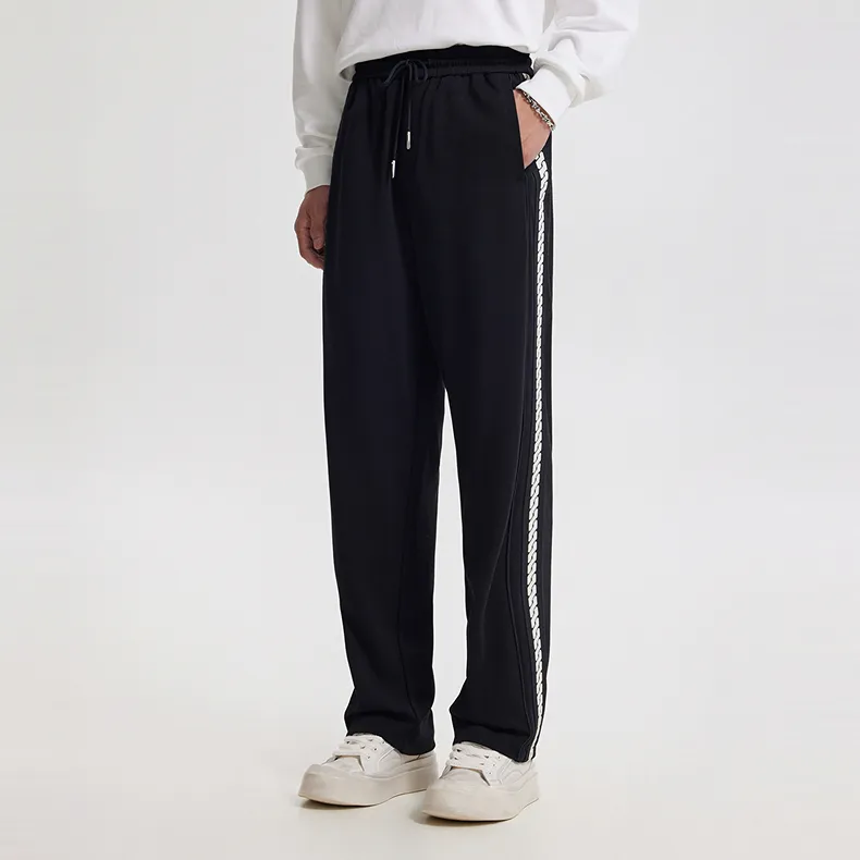 Cabbeen Knitted Sports Pants Men's Black-4